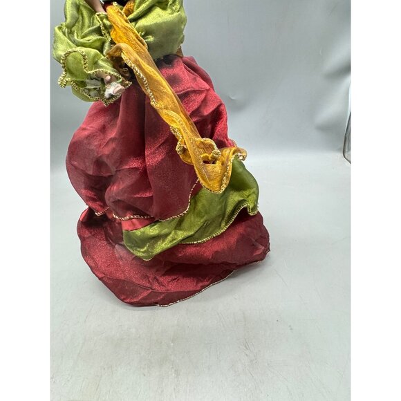 Vtg Handmade African-Style Doll Red Green Dress Christmas tree toper 16" READ - Picture 4 of 9